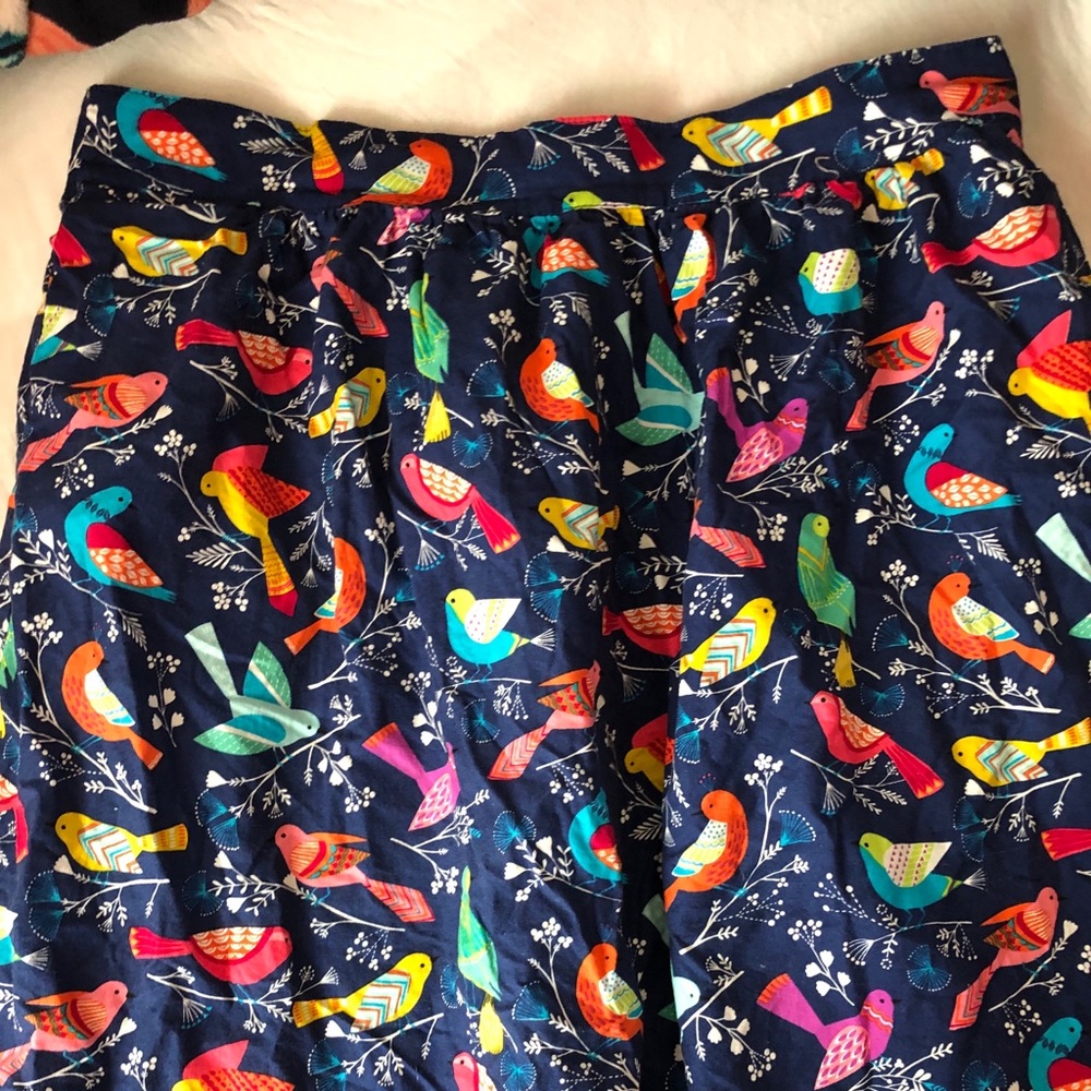 ModCloth bird Aline midi skirt with pockets